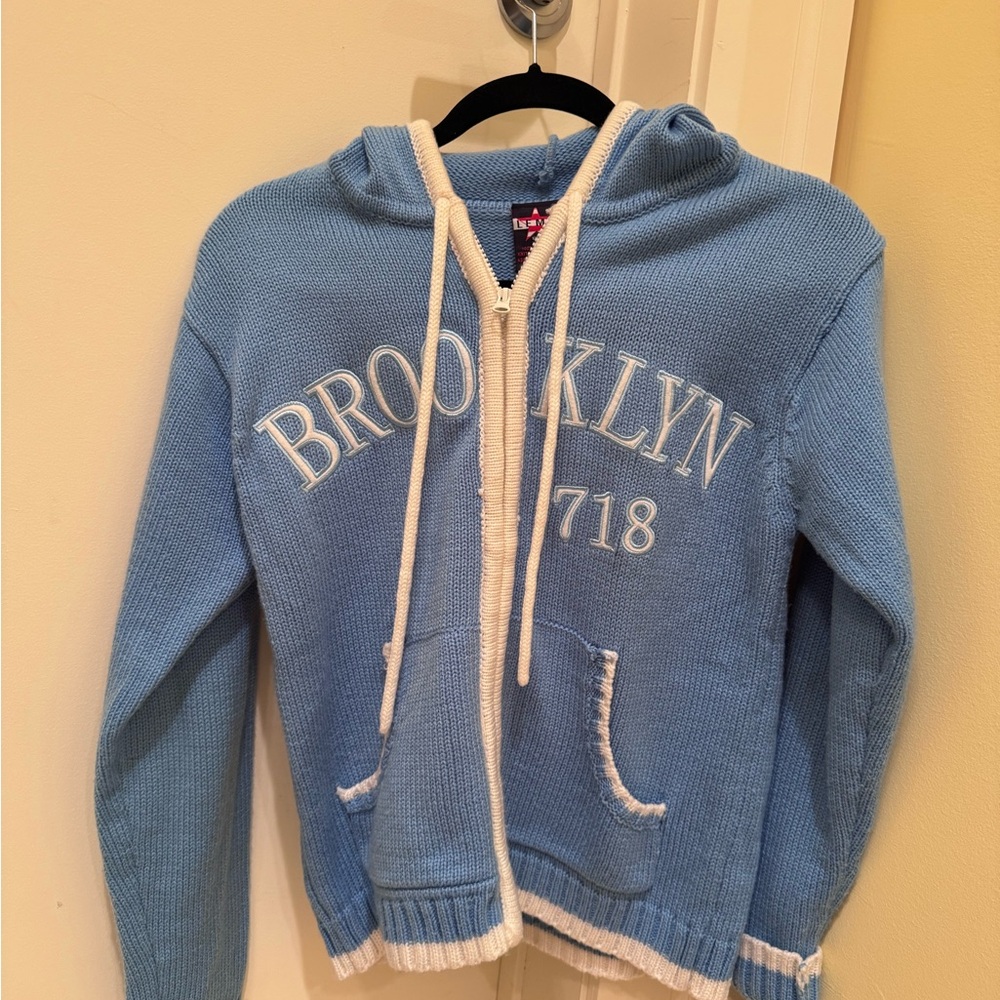Brooklyn 718 teen or adult  Blue Hoodie Jacket